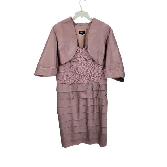 Adrianna Papell Plus Sz 22W Mauve Pink Tiered Ruffle Layered Cocktail Dress 2pc - Picture 13 of 13
